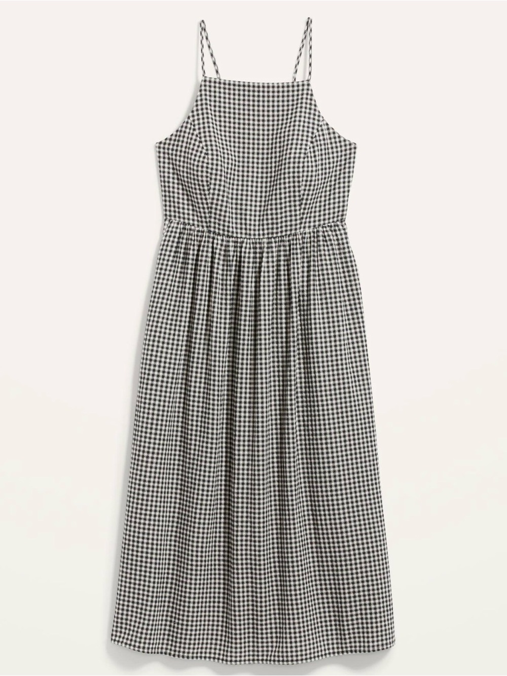 Old Navy Black & White Gingham Fit & Flare Midi Cami Dress